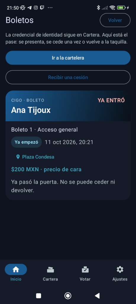 Boleto en la cartera: ya entró y no se puede ceder